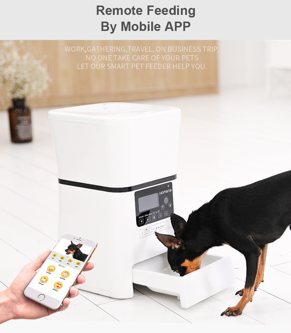 Homerun Smart Automatic Pet Feeder With Bluetooth WiFi APP Remote Control CE FCC for Dogs Cats