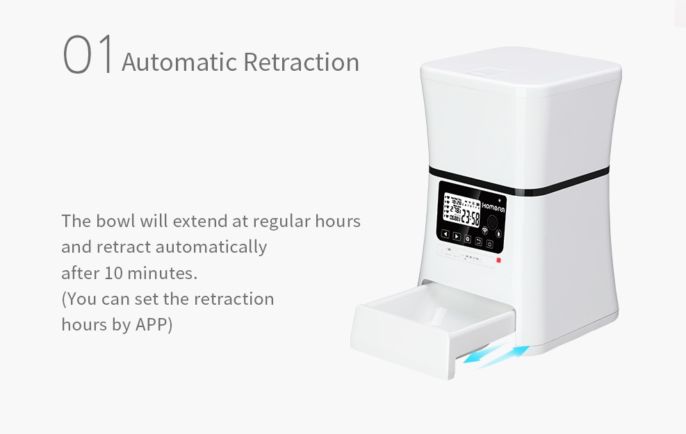 Homerun Smart Automatic Pet Feeder With Bluetooth WiFi APP Remote Control CE FCC for Dogs Cats