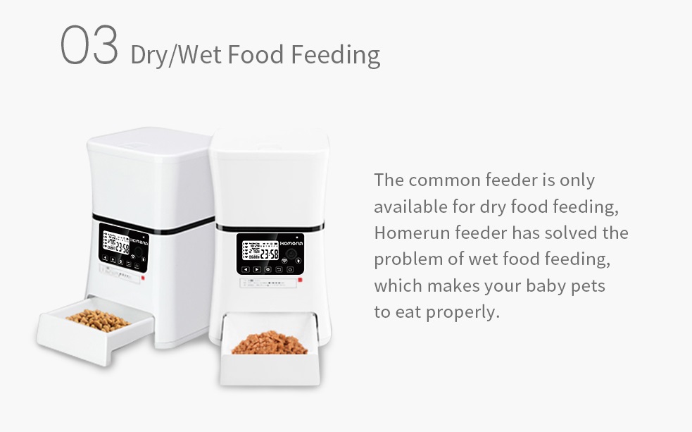 Homerun Smart Automatic Pet Feeder With Bluetooth WiFi APP Remote Control CE FCC for Dogs Cats
