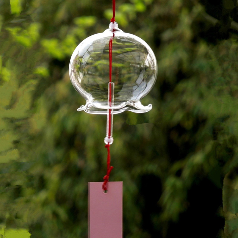 Japanese Style Lace Work Glass Windchime Handmade Transparent Glass Hanging Praying Bell