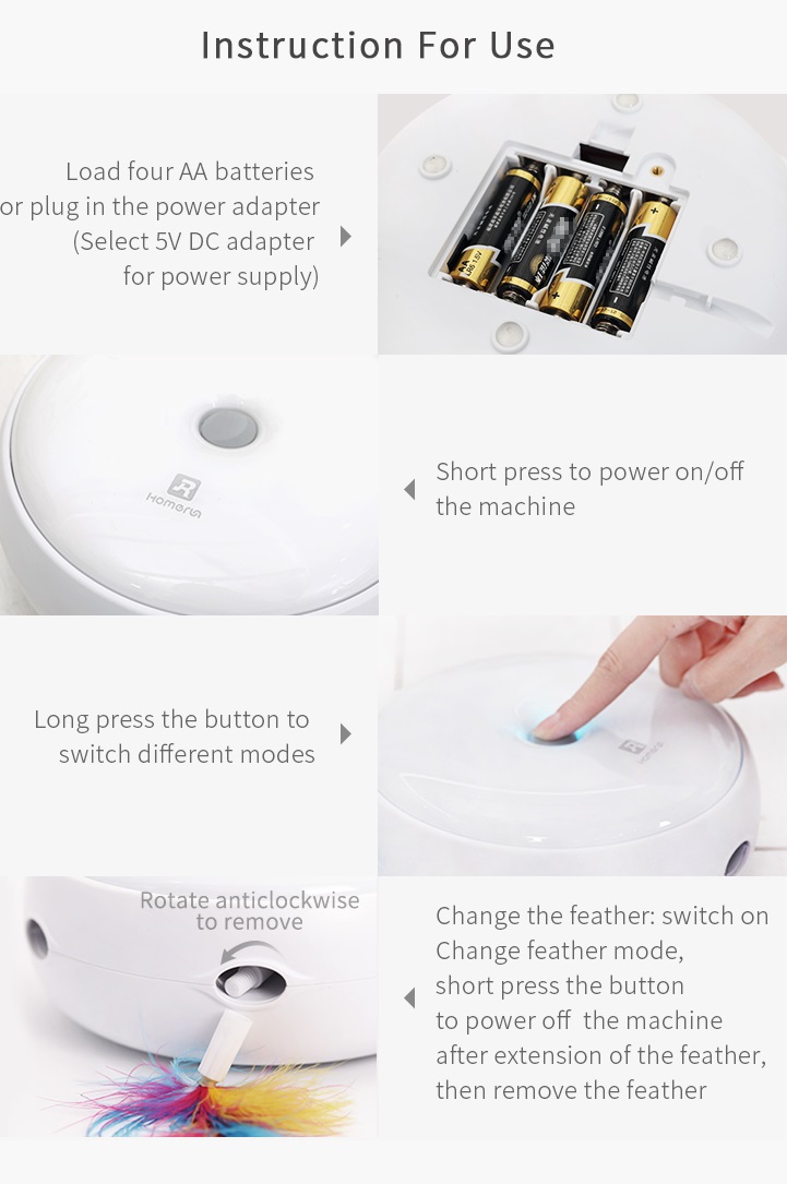 Automatic Electric Smart Interactive Cat Toy Teaser with Random Poping Up Feather LED CE FCC