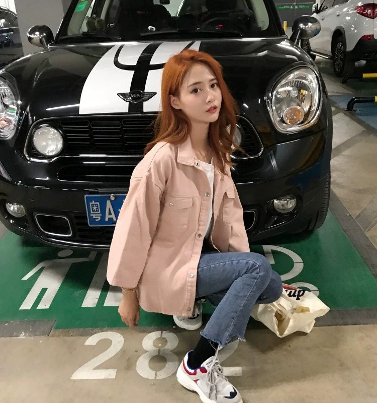 Cowboy Coat Female Spring and Autumn 2020 New Korean Students bf Former Jeans Long Sleeves Hong Kong Wind Stickers