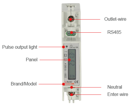 ADL10EC DIN rail mounted single phase energy meter with RS485 CE approval