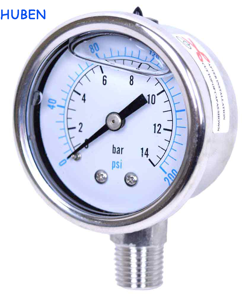 LIQUID FILLED PRESSURE GAUGE 0200 PSI