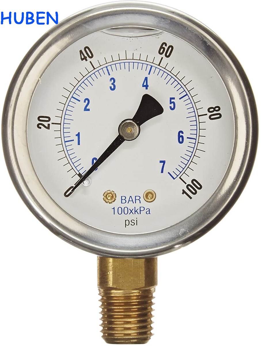 NEW STAINLESS STEEL LIQUID FILLED PRESSURE GAUGE