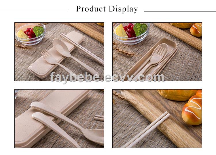 Biodegradable Wheat Straw Cutlery Set with Case