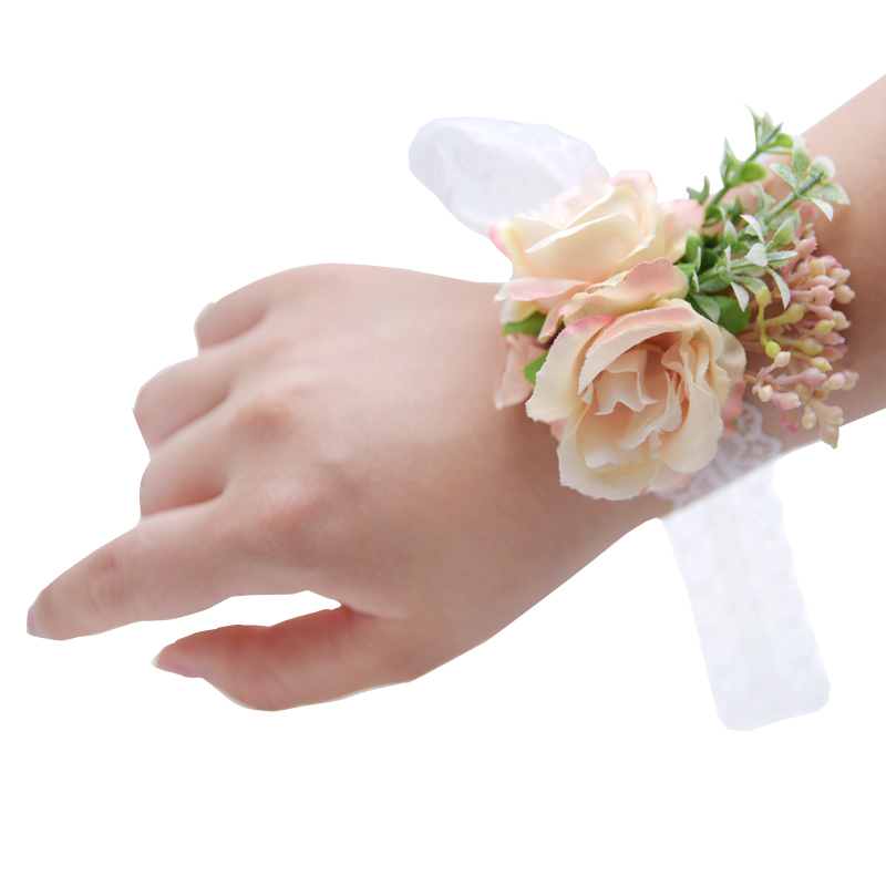 Bride Wrist Flower Mixed Artificial Decorative Bridesmaid Sisters Hand Flower Wedding Decorative