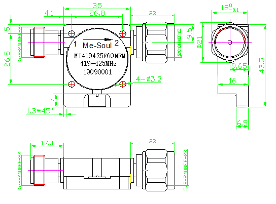 350366MHz 410430MHz intercom coaxial isolator