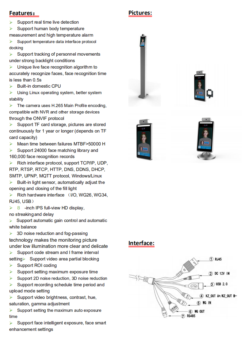 Frontal Temperature Scanner for Access Control System and High Face Recognition with High Speed