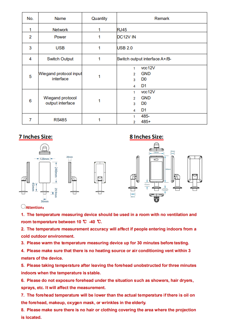 Frontal Temperature Scanner for Access Control System and High Face Recognition with High Speed