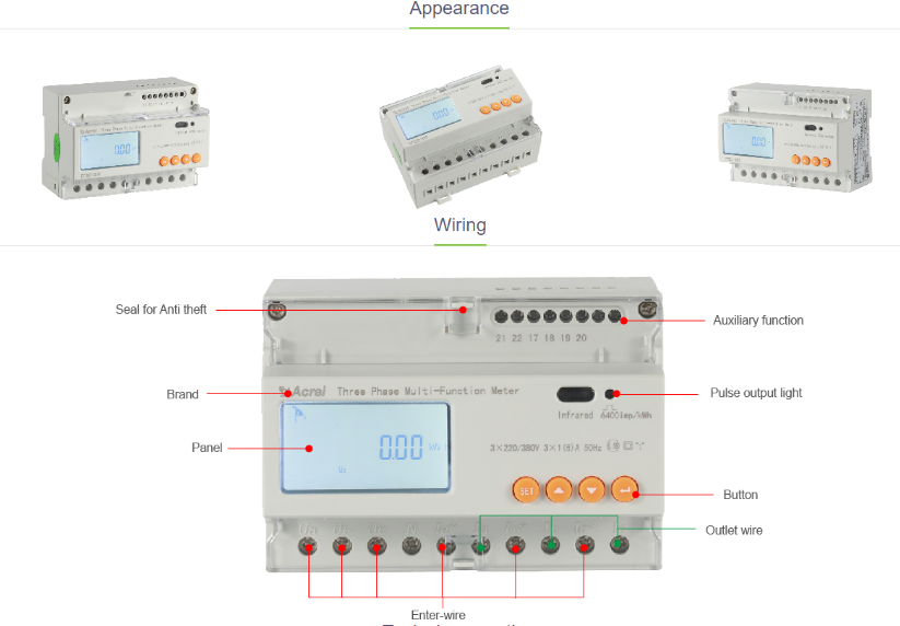 Acrel Hot selling DTSD1352 solar PV energy meter with high quality