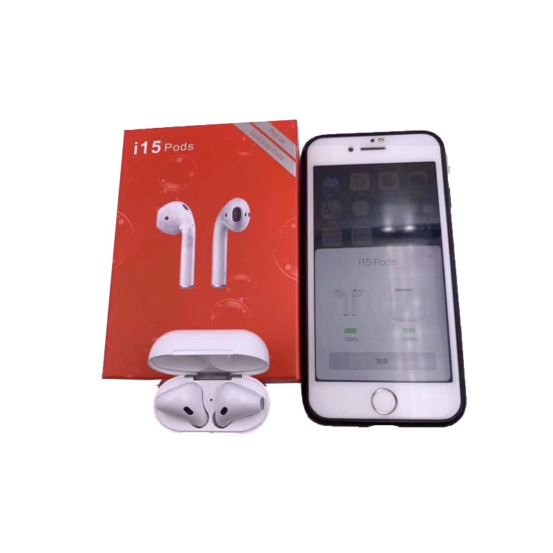 iSansun 2019 Wireless Blue tooth Headphones TWS i15 pods For iphone Built in Stereo Mic Charging Case i15 twins Earbuds
