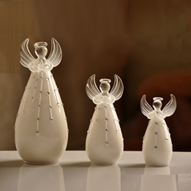 Frosty Glass Angel Set Home Decoration Wedding Friend Favor Gift Angel