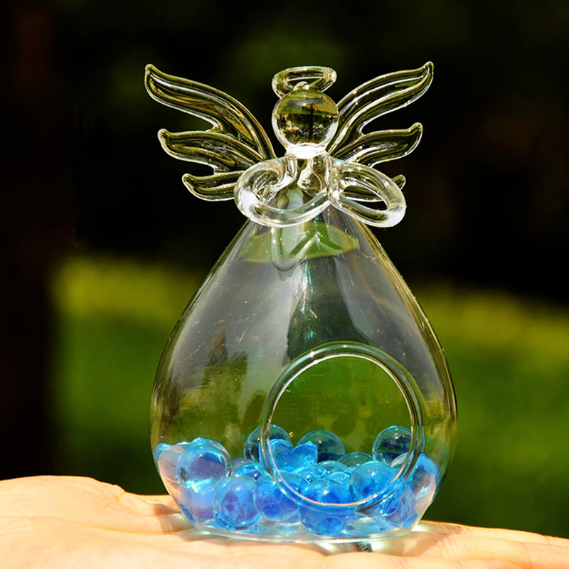 Glass Angel Terrarium with one open Home Decoration Vase Wedding Decorative Props GlassCandle Holder