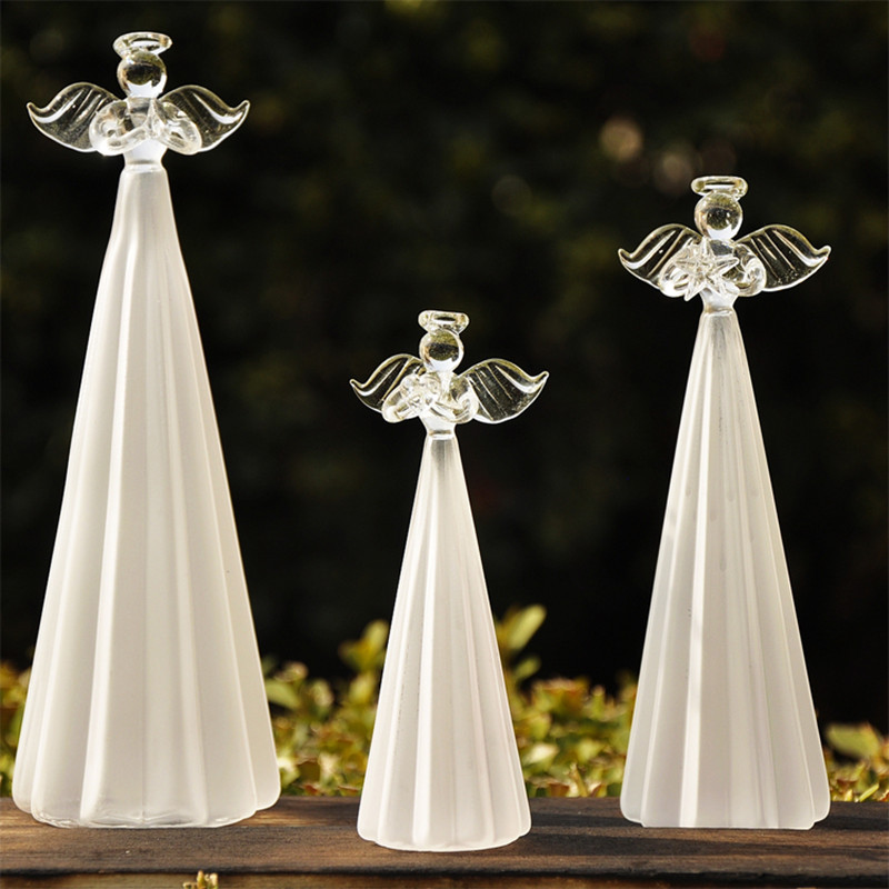 New Style Frosty White Glass Angel Home Decoration Beautiful Glass Angel Friend Gift