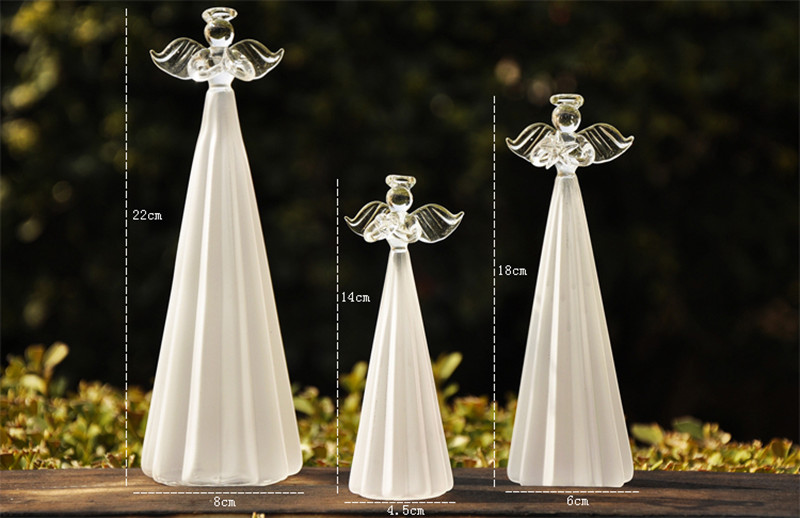 New Style Frosty White Glass Angel Home Decoration Beautiful Glass Angel Friend Gift