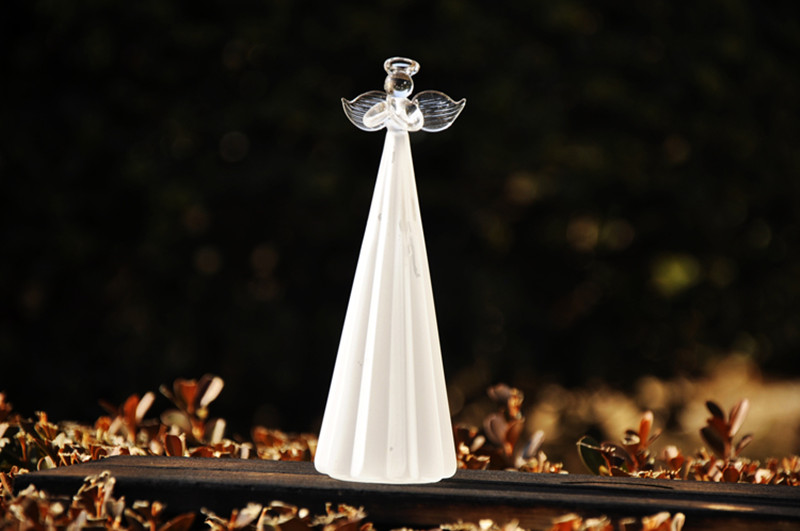 New Style Frosty White Glass Angel Home Decoration Beautiful Glass Angel Friend Gift