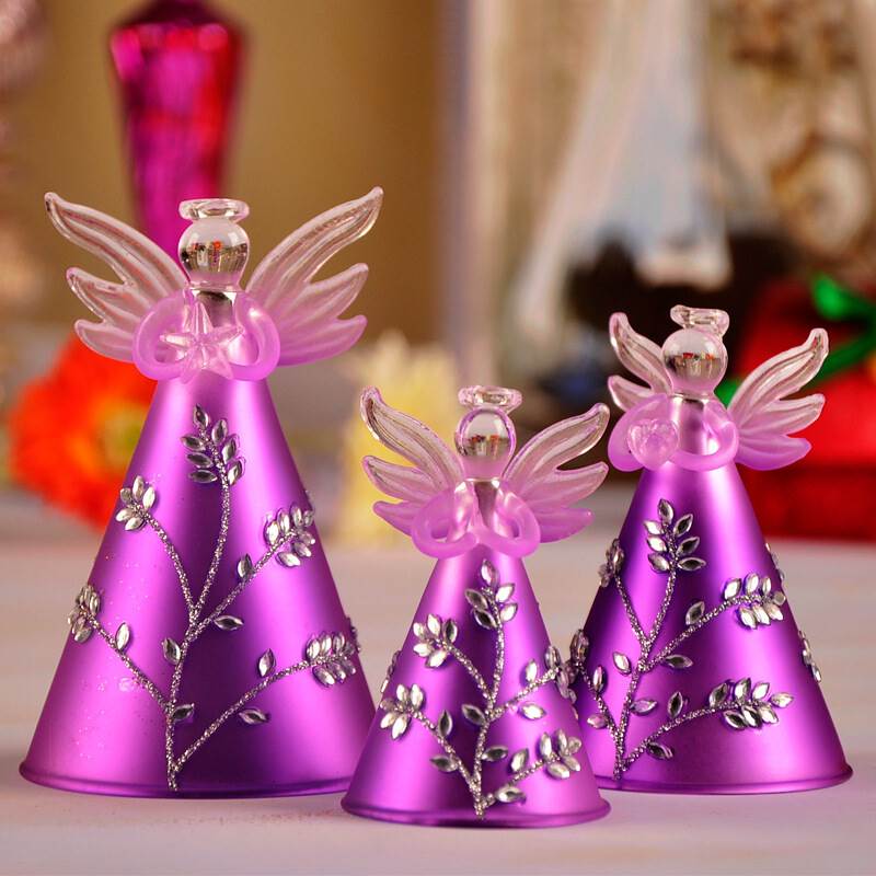 Purple Series Glass Angel Set Friend Gift Popular Promotion Holiday Gift Glass Christmas Angel