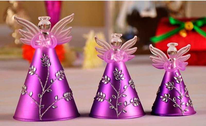 Purple Series Glass Angel Set Friend Gift Popular Promotion Holiday Gift Glass Christmas Angel