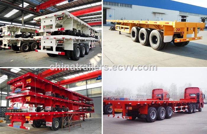 ChinaTrailers 3 Axle 60t Flatbed Container High Bed Semi Trailer For Sale