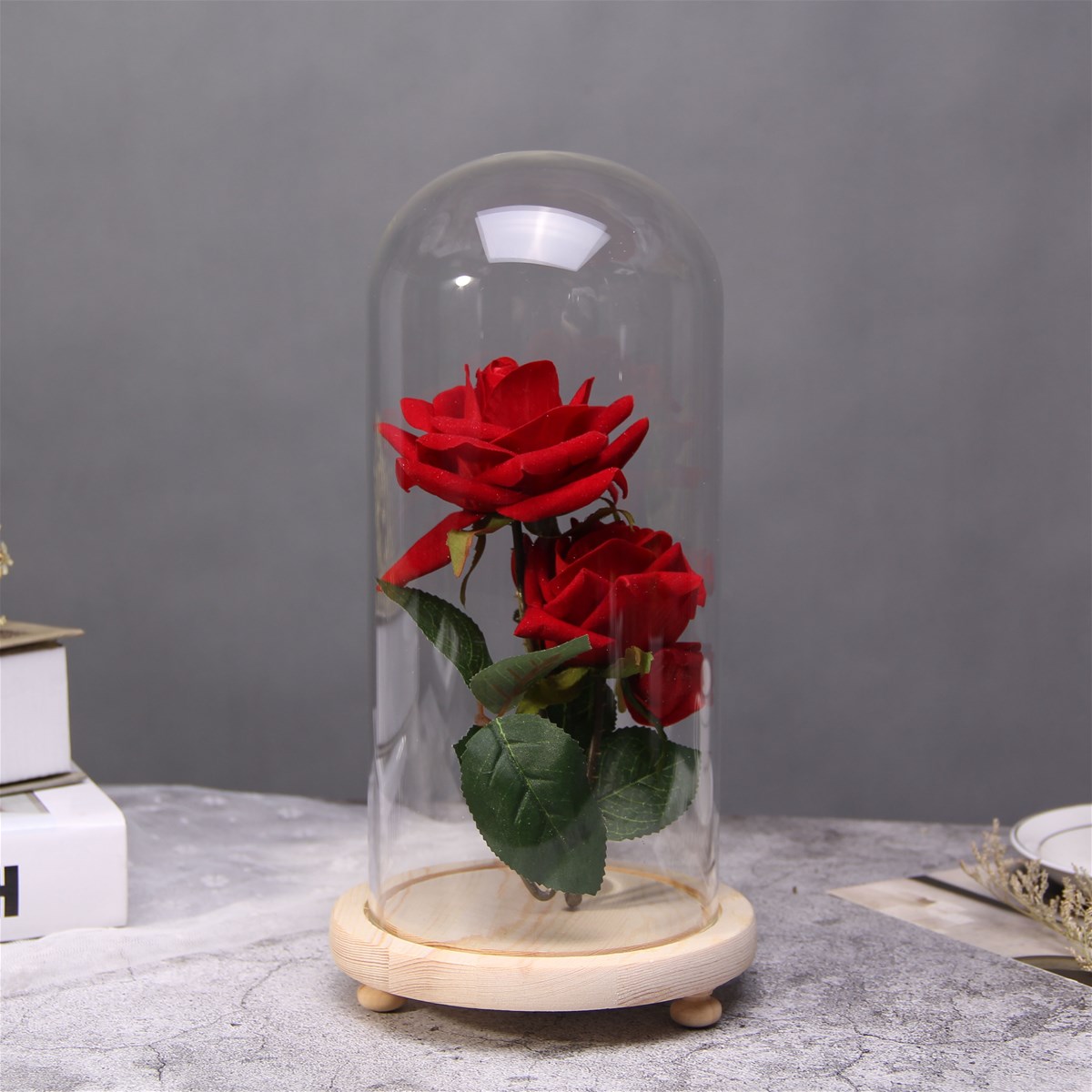 Log Base Glass Dome Home Decoration DIY Glass Cover Friend Gift Wedding Party Event Favor Gift