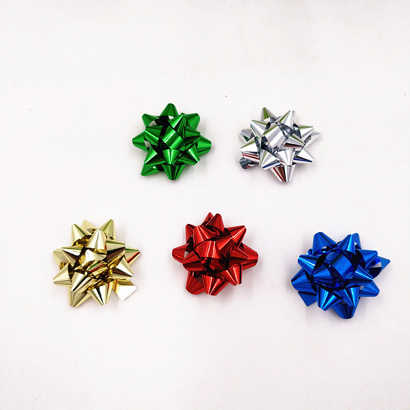 1 Inch Min Metallici Star Bow 100 Pcs 2.5cm Plastic Gift Bows for Wedding Party & Christmas Gift Decoration