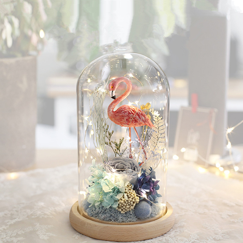 Log Base Glass Dome Home Decoration DIY Glass Cover Friend Gift Wedding Party Event Favor Gift