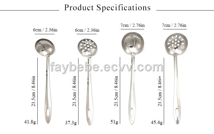 201 Stainless Steel Soup Ladle and Slotted Spoon