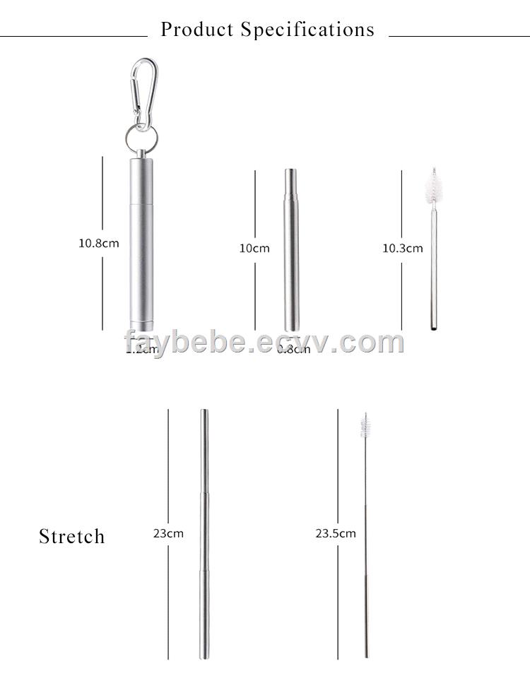 Stainless Steel 304 Retractable Drinking Straws