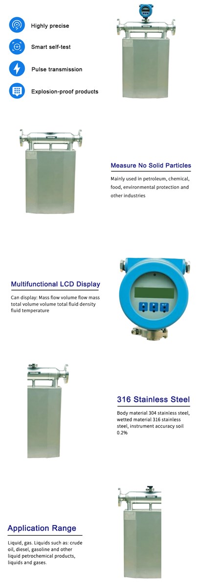 Coriolis mass flowmeter GMF900N with Flange mountingLiquid Gas 24VDC Coriolis Flowmeter