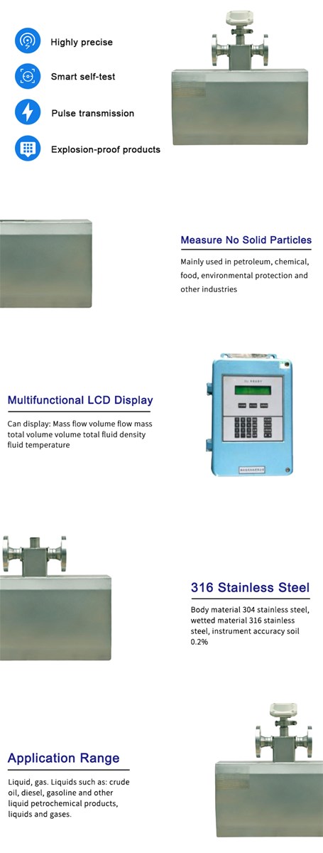 DN5DN150mm Coriolis mass flowmeter GMF900C420mA output316L MaterialFlange connection