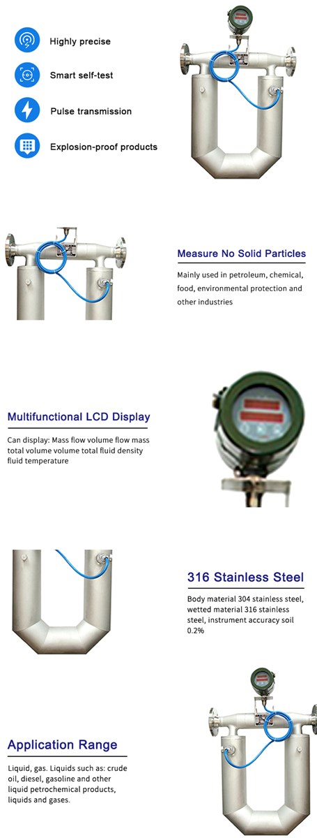 High precise flange IP67 010KHZ 420mA HART RS485 Coriolis mass flowmeter GMF900P