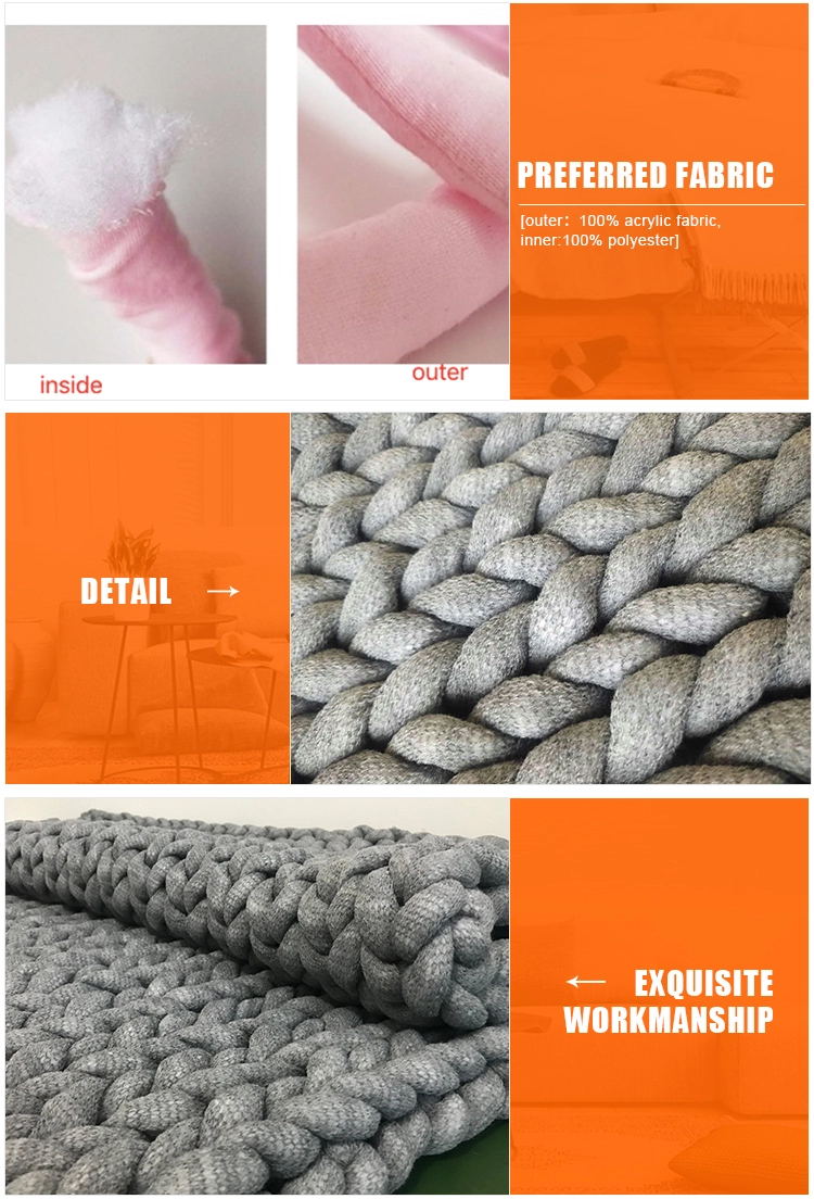 Amazon Hot Sale Cheap Low Moq Handmade Icelandic Pink Color Chunky Knit Wool Blanket