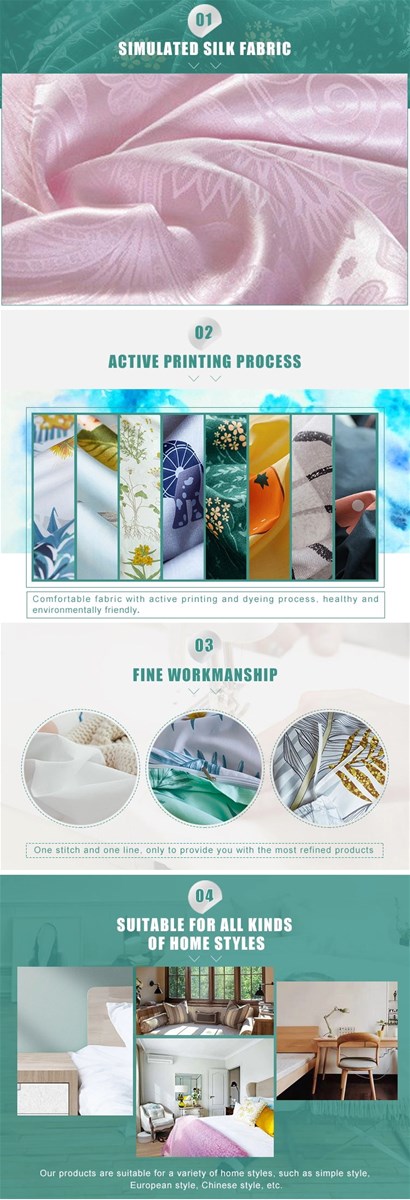 90 GSM polyester and cotton green printing 3 sets of bedding set 66128