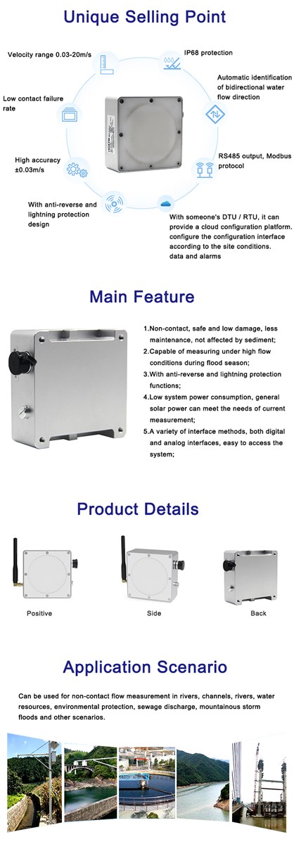 GD200 Noncontact safe and low damage Wireless transmission function suitable for outdoor radar flowmeter