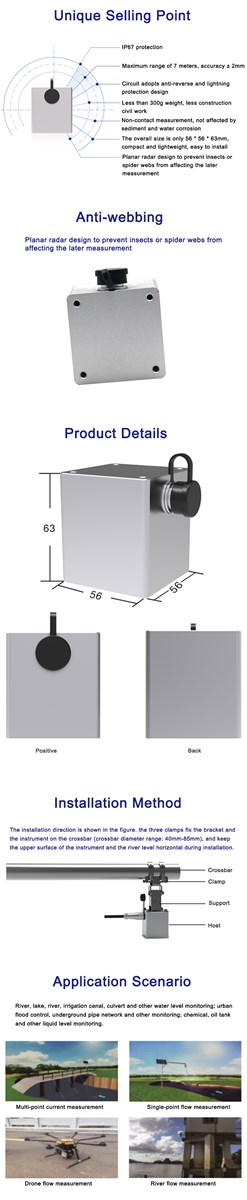 Highprecision lowpower noncontact integrated radar water level gauge