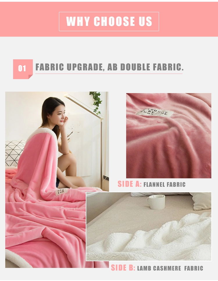 Pink 120x150cm Velvety Foldable Warm Wheatear Living Room Sofa Custom Flannel Fleece Blanket Super Soft