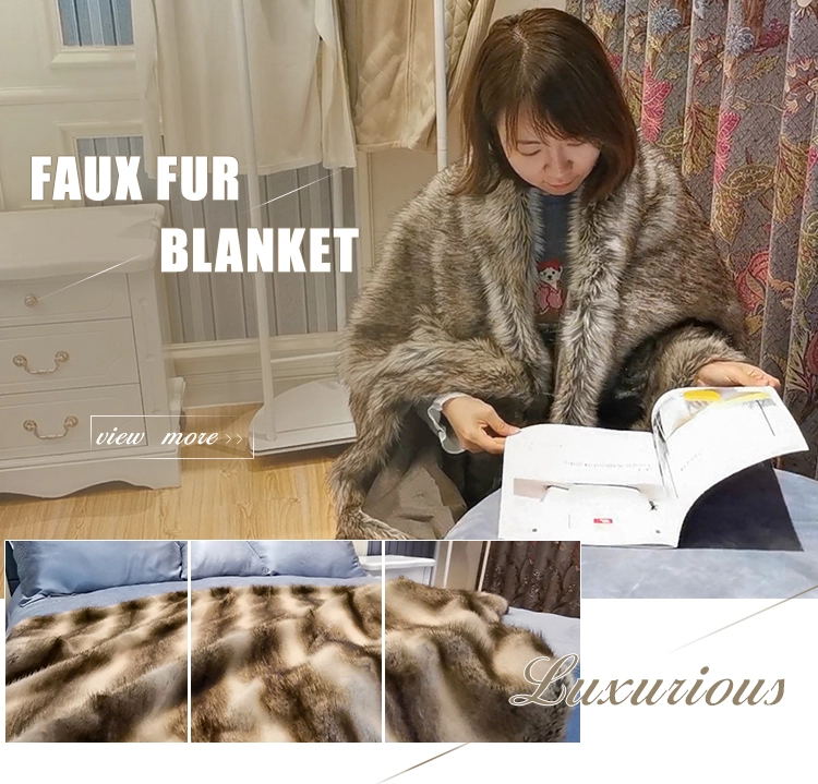 Solid Comfortable Faux Fur Plush Throw Blanket with Good Price