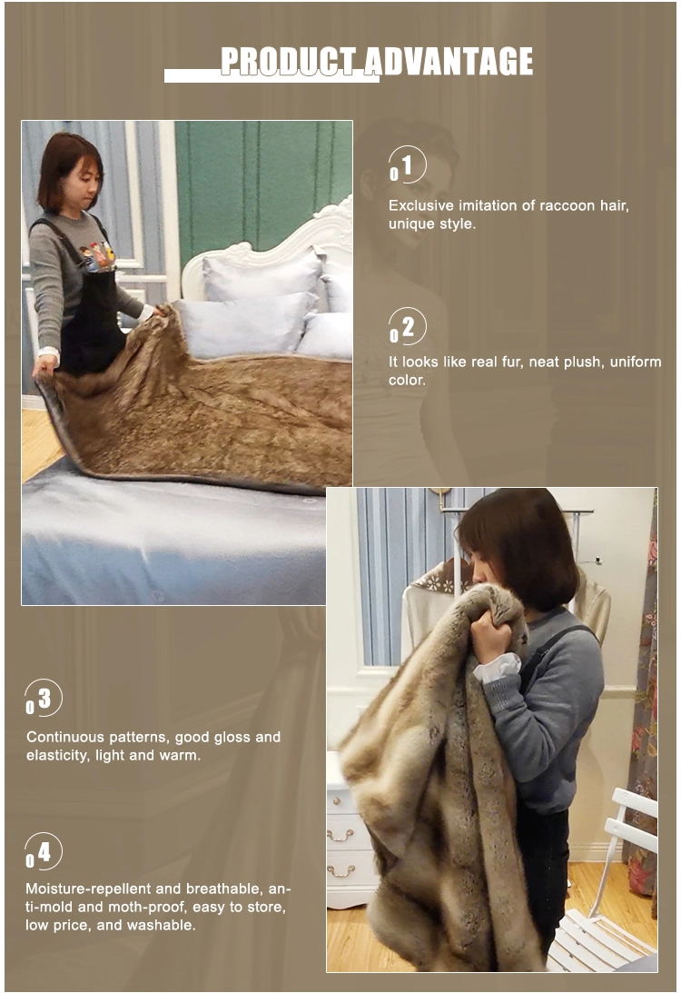Solid Comfortable Faux Fur Plush Throw Blanket with Good Price