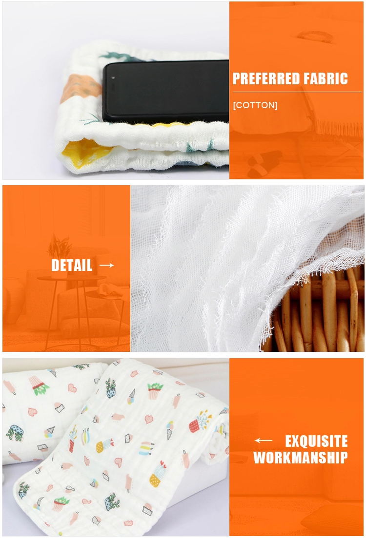 Soft 110110cm Breathable Cartoon Baby Gauze Bath Towel Six Layer Children Animal Print Cotton Baby Blanket
