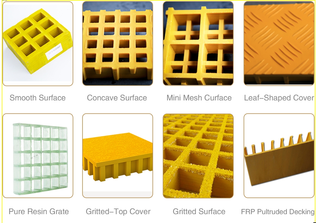 China Factory Customized Rectangular FRP Fiberglass Grating for Construction