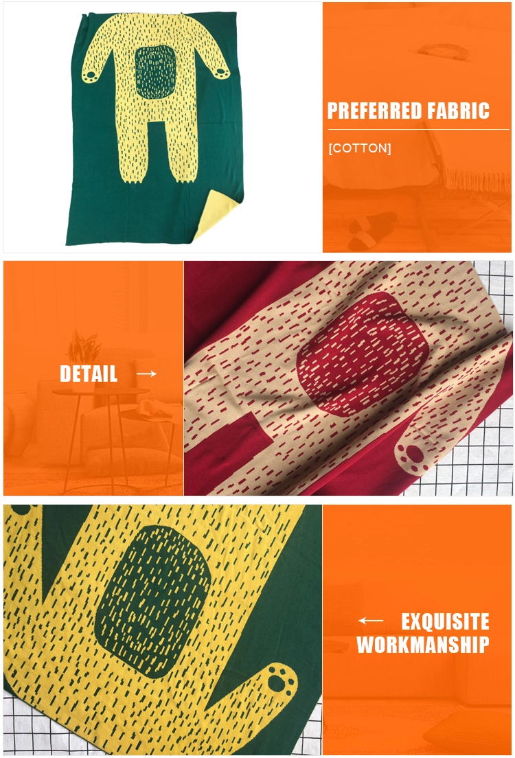 Low Moq 90110cm Dark Green Beige Light Gray Thread Towel Kindergarten Sleeping Double Cotton Knitted Baby Blanket