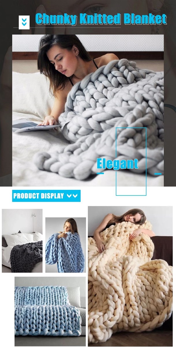 Super soft free sample custom logo bulky knitted blanket