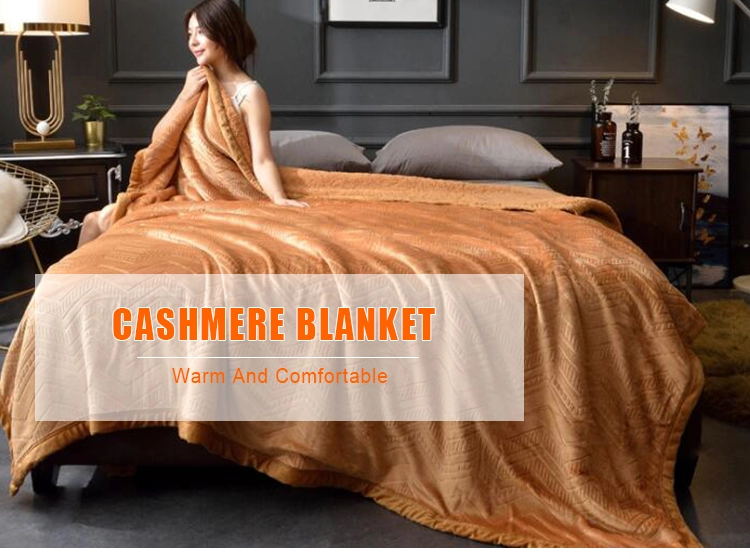 Embossed lambskin doublelayer thick flannel printed doublesided flannel blanket