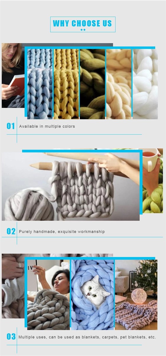Super soft free sample custom logo bulky knitted blanket