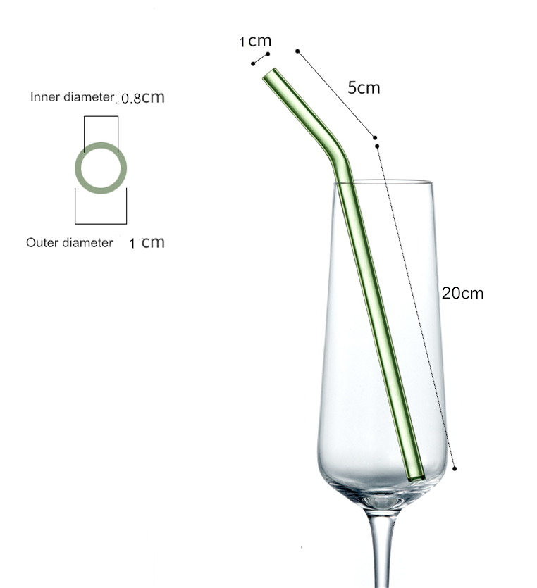 Borosilicate Colored Glass Straw Glass Drinkware