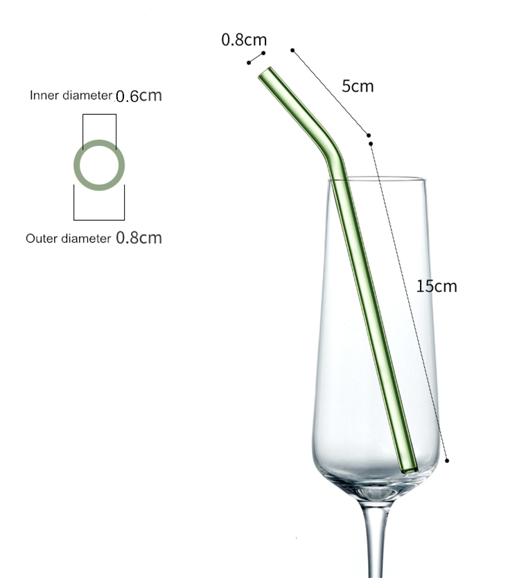 Borosilicate Colored Glass Straw Glass Drinkware