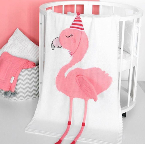 Hot Sale Home Style Flamingo and Unicorn Print Knitted Throw Blanket for Kids and Babies