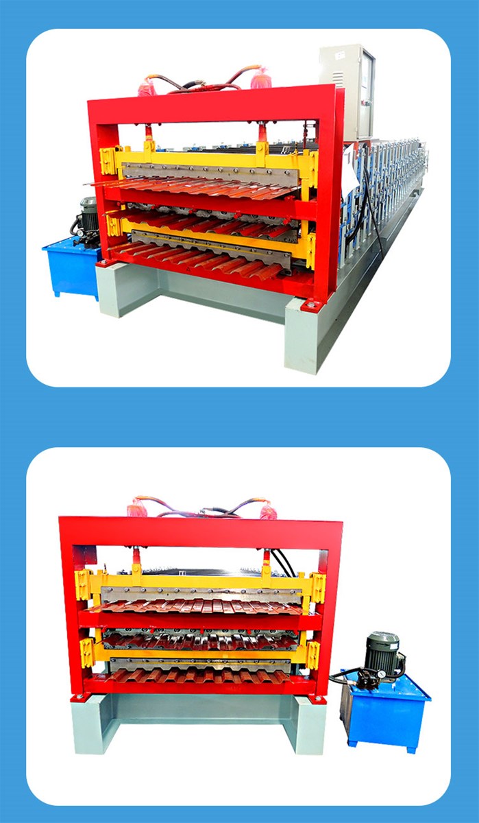 Three Layer Tile Making ManufacturerColored Steel Roof Tile Making Machine Metal Roofing Rolling Machine