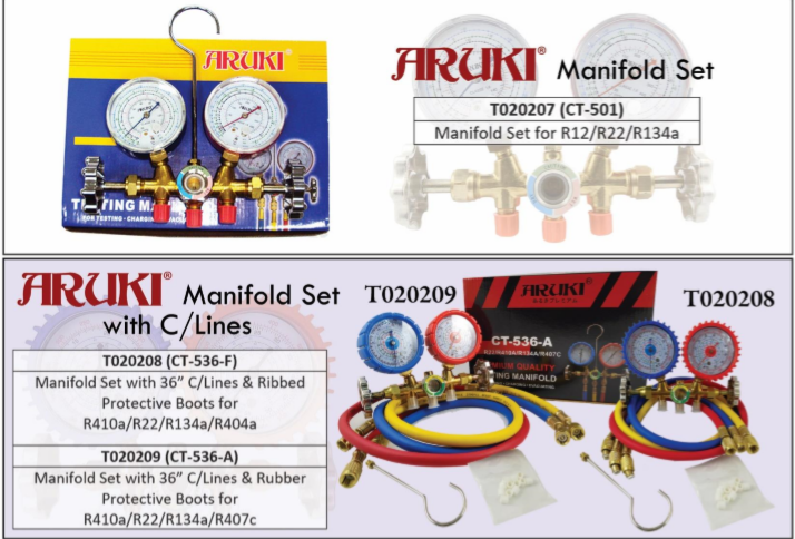 Aruki AC Diagnostic Manifold Freon Gauge Hose Set for Refrigerants